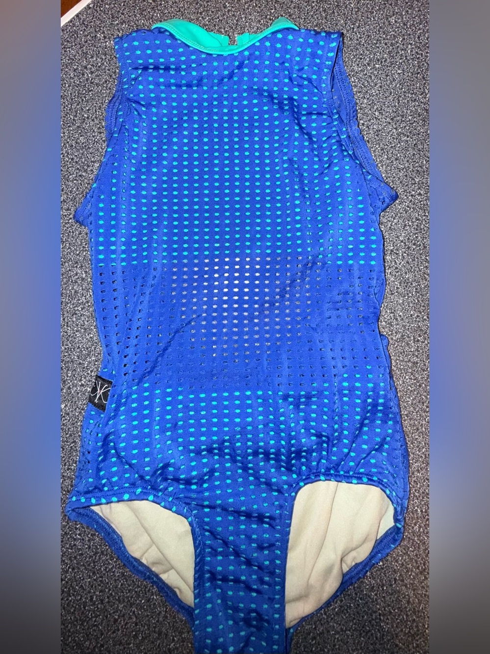 Kandi Kouture Dance Leotard Blue w/Mesh Size Childs XL